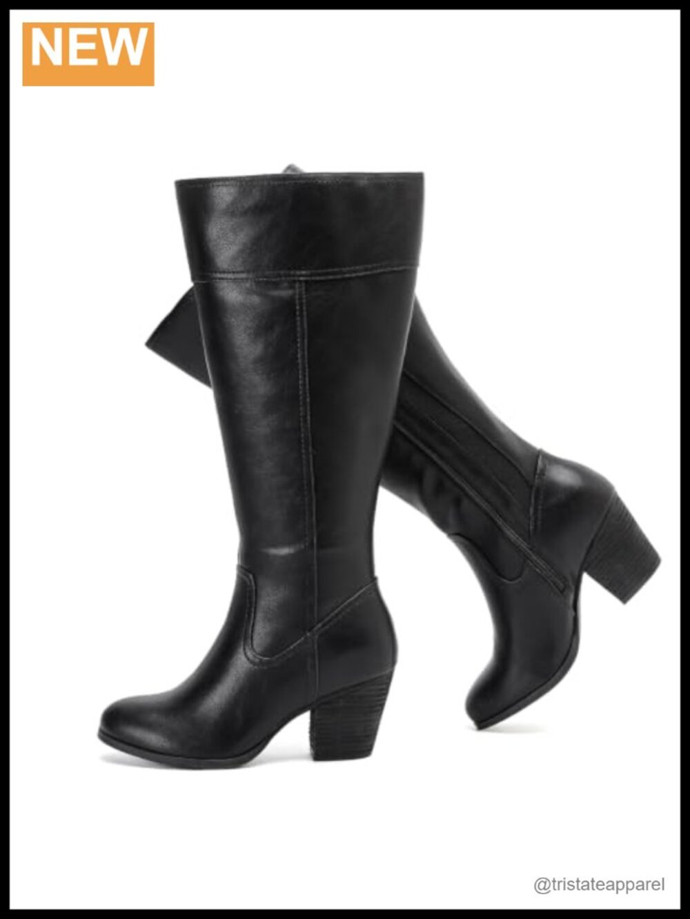 Extra Wide Calf Knee High Boots Faux Leather Memory Foam Block Heel Zip
